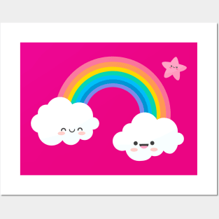 Cute Rainbow with Clouds Posters and Art